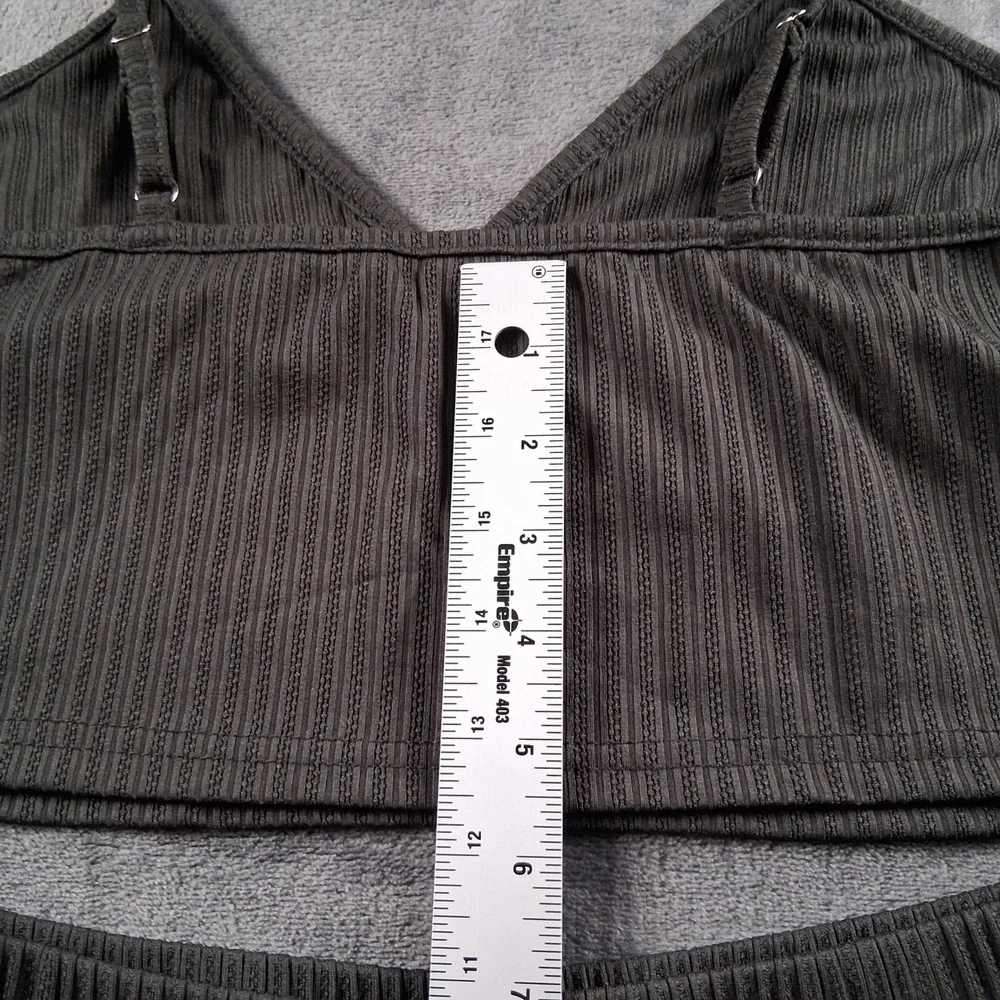 NWT Cupshe Lounge Set Womens Large Green Ribbed Cami Shorts 2 Piece Co-ord